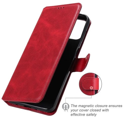 Para Motorola Moto G9 Plus Classic Calf Texture PU + TPU Funda de cuero con tapa horizontal, con soporte, ranuras para tarjetas y billetera (rojo)