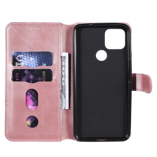 Para Google Pixel 5 XL / Pixel 4a 5G Classic Calf Texture PU + TPU Funda de cuero con tapa horizontal, con soporte, ranuras para tarjetas y billetera (oro rosa)