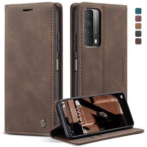 Para Huawei P Smart 2021 Caseme-013 Funda de cuero Horizontal Horizontal Horizontal Frostontal Multifuncional con ranura para tarjeta y soporte y cartera (café)
