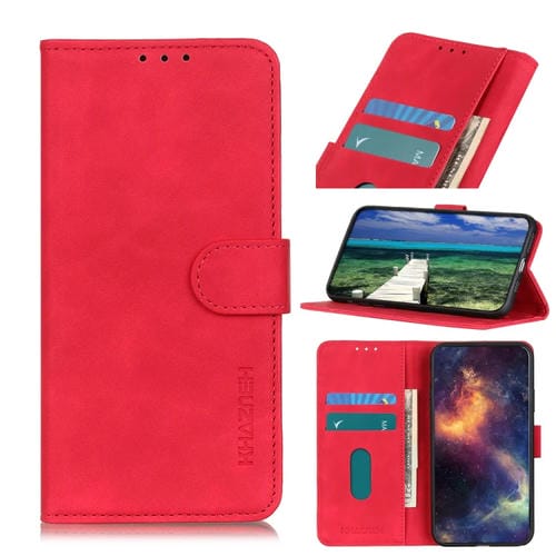 Para Google Pixel 6 Khazneh Retro Texture PU + TPU Funda de cuero de flip horizontal con soporte y ranuras para tarjetas y billetera (rojo)