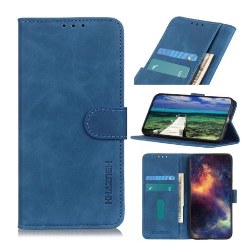 Para Google Pixel 6 Pro Khazneh Retro Texture PU + TPU Funda de cuero Horizontal Flip con soporte y ranuras para tarjetas (azul)