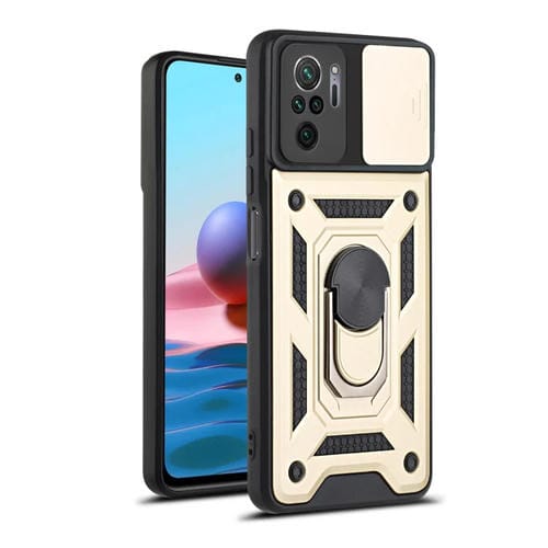 Para Xiaomi Redmi Note 10 CUBIERTA DE CAMERA DESLIZADORA TPU + PC Funda protectora (ORO)