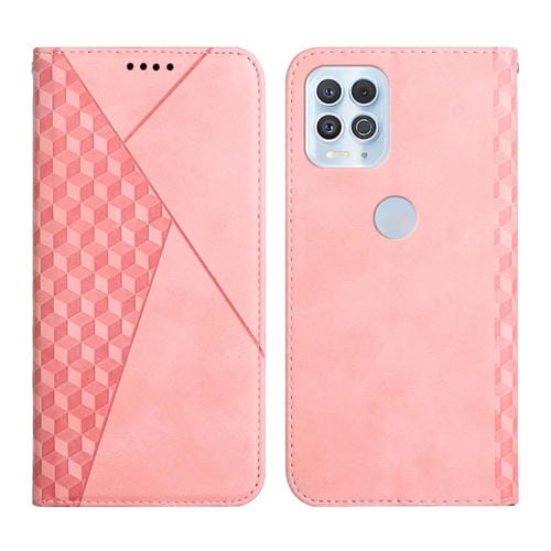 Para Motorola Edge S Diamond Pattern Splicing Splicing Siente Magnetic Horizontal Flip Funda de cuero con ranuras y soporte para tarjetas y billetera (oro rosa)