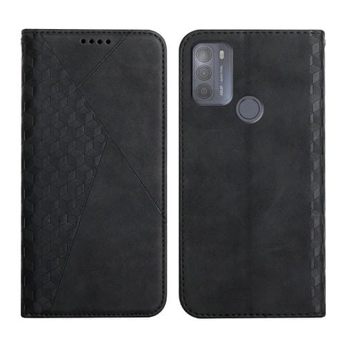 Para Motorola Moto G50 Diamond Pattern Splicing Splicing Feel Magnetic Horizontal Flip Funda con ranuras y soporte para tarjetas y billetera (Negro)