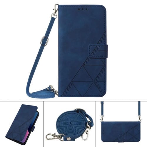 Funda de Cuero para ZTE Blade A31 Crossbody con Goma 3D (Azul)
