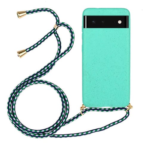 Funda para Google Pixel 6 Material de Paja de Trigo con Caso TPU y Cordón (Verde)