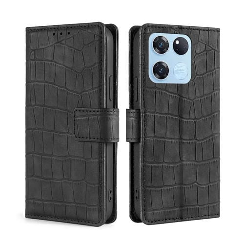 Funda de Cuero OnePlus Ace Racing Skin Cocodrilo con Cierre Magnético (Negro)