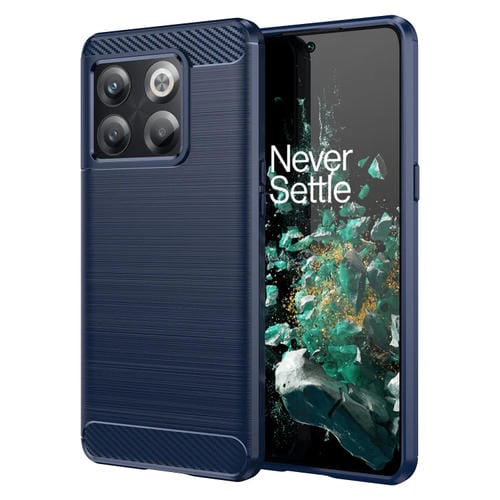 Funda de Teléfono TPU OnePlus 10T Fibra de Carbono con Textura Cepillada (Azul)