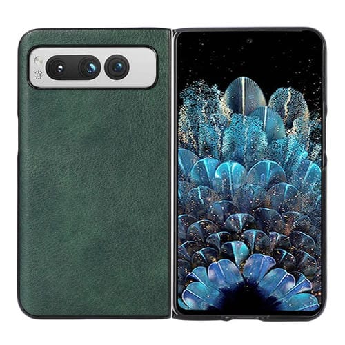 Para Google Pixel Fold Funda de teléfono PU con textura Litchi de dos colores (verde)