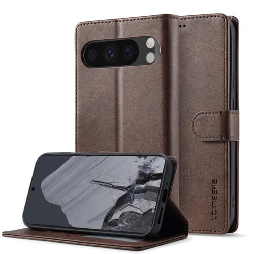 LC.IMEEKE - Funda de piel con textura de becerro para Google Pixel 10/10 Pro (marrón)