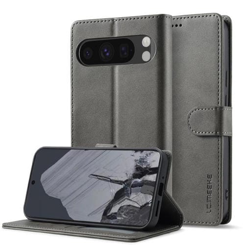 LC.IMEEKE - Funda de piel con textura de becerro para Google Pixel 10/10 Pro (gris)