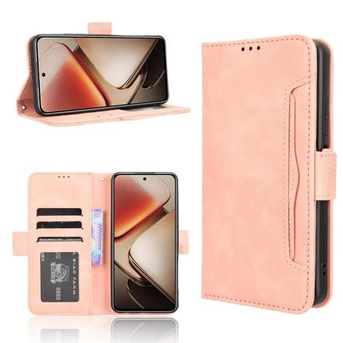 Funda de Piel Textura Becerro con Ranuras para Tarjetas para Oukitel C58/C58 Pro (Rosa)