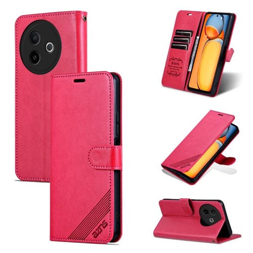 Funda de Piel de Oveja con Tapa Azns para Vivo Y300I 5G / Y39 5G Global (Roja)