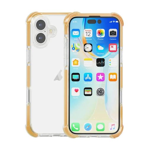 Funda híbrida de acrílico TPU a prueba de golpes con cuatro esquinas para iPhone 16 Plus (dorada)