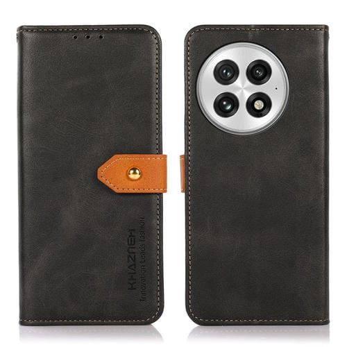 Funda de Cuero con Tapa y Textura Piel de Vaca para OnePlus Nord 13 Khazneh (Negra)