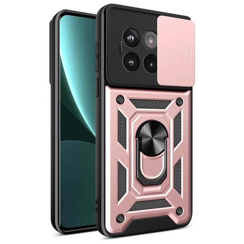 Funda Híbrida TPU y PC con Cubierta Deslizante para Cámara OnePlus 13R 5G (Oro Rosa)
