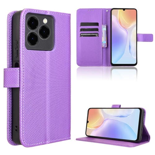 Funda de Cuero Textura Diamante para Ulefone Note 20 Pro (Morado)