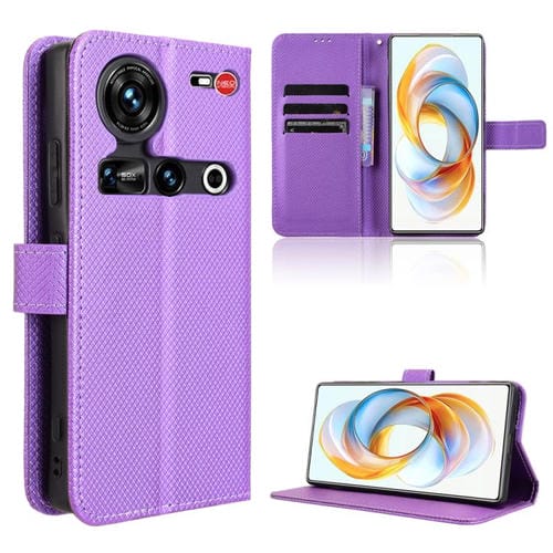 Funda de Cuero con Textura de Diamante para ZTE Nubia Z70 Ultra (Morado)