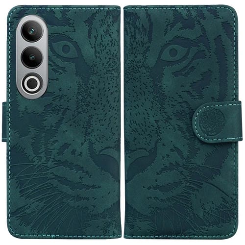Funda de Cuero con Tapa para OnePlus Nord Ce4 5G Tiger Embossed Pattern (Verde)