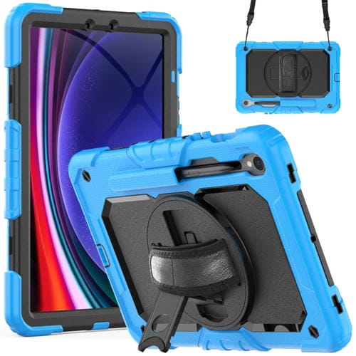 Funda para Samsung Galaxy Tab S9 y S9 FE Silicona y PC (Azul Claro y Negro)