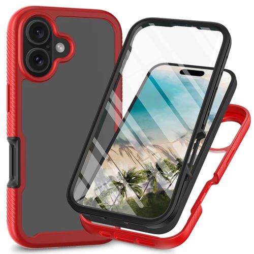 Funda para iPhone 16 PC + TPU con Película Pet Color Sólido Starry Sky (Rojo)