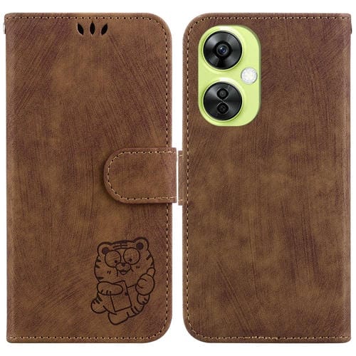 Funda para OnePlus Nord Ce 3 Lite / N30 de Cuero con Relieve Little Tiger (Marrón)