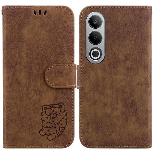 Funda para OnePlus Nord Ce4 5G de Cuero con Relieve Little Tiger (Marrón)
