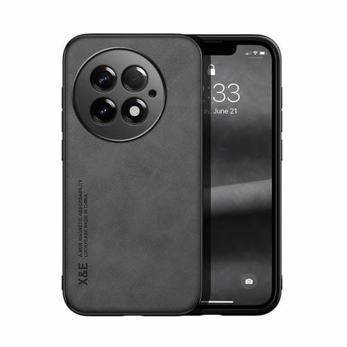 Funda de Cuero para OnePlus 13 con Parte Trasera Magnética y Tacto Agradable (Gris Oscuro)