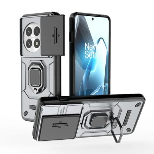 Funda para OnePlus 13 5G a Prueba de Golpes con Soporte y Carcasa Deslizante TPU + PC (Gris)