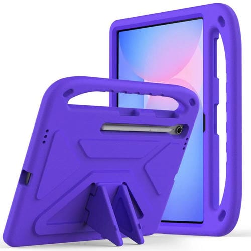 Funda de EVA a prueba de golpes con asa y soporte para Samsung Galaxy Tab S10 FE+ (morado)
