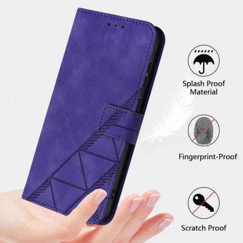 Funda de cuero con relieve 3D para Motorola Moto G15 Power (morado)