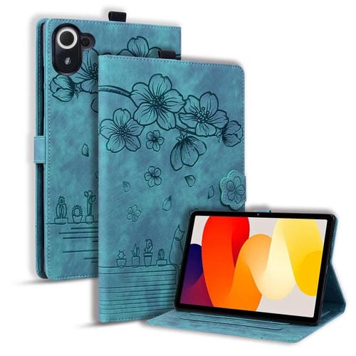 Funda de cuero con relieve de gato Sakura para Xiaomi Redmi K Pad (verde)