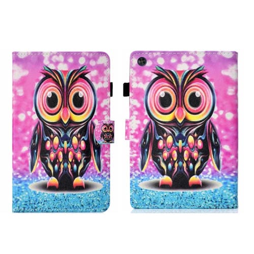 Funda para Samsung Galaxy Tab A9 Cuero Tapa Horizontal Costuras Dibujo Búho Función Reposo Activación