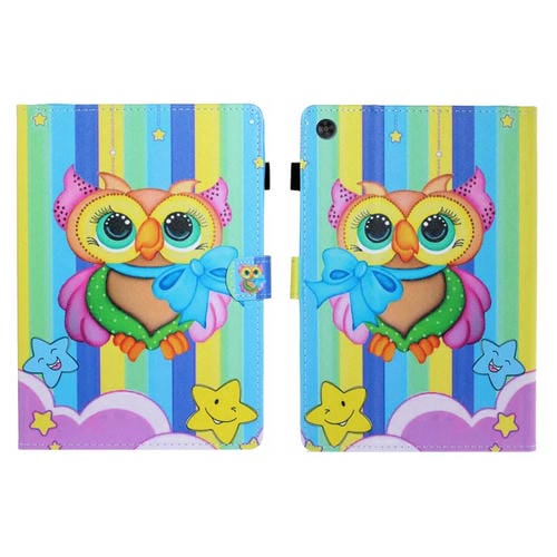 Funda para Tablet Samsung Galaxy Tab A9 con Costura y Dibujo Coloreado Búho Arcoíris Función Suspensión