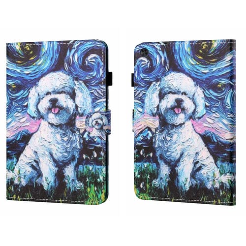 Funda para Tablet Samsung Galaxy Tab A9 con Dibujo Coloreado y Función de Suspensión (Perro con Pintura al Óleo)