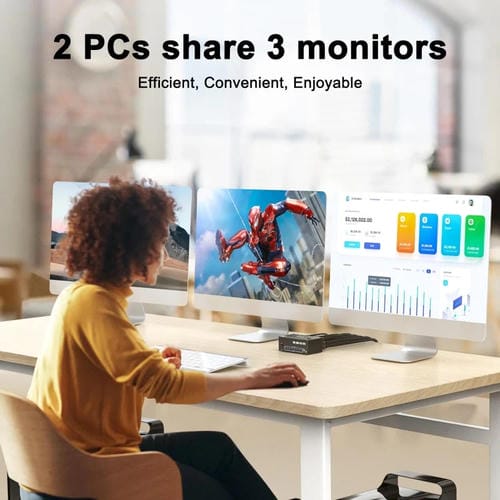 Conmutador KVM de Monitores Triples KC-KVM203DH 8K 30Hz USB 3.0 DP+DP+HDMI Enchufe EE.UU