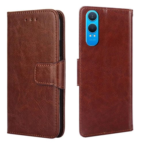 Funda de Cuero con Textura de Cristal para OnePlus Nord Ce 4 Lite 5G (Marrón)