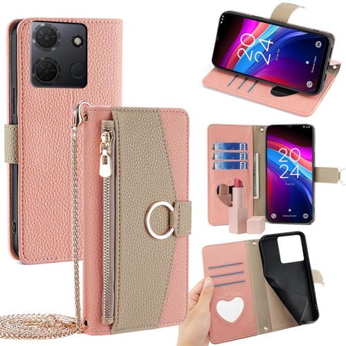 Funda de Cuero Textura de Lichi para TCL 503 4G (Rosa)