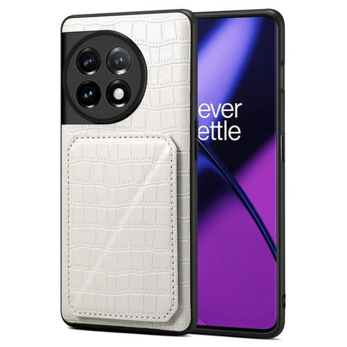 Funda Trasera OnePlus 11 5G Denior Piel de Cocodrilo con Soporte (Blanco)