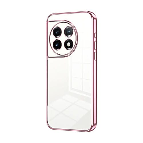 Funda para OnePlus 11 con Orificio Fino y Revestimiento Transparente (Rosa)