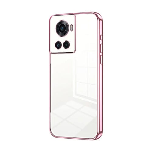 Funda para Teléfono OnePlus Ace / 10R con Orificio Fino y Revestimiento Transparente (Rosa)