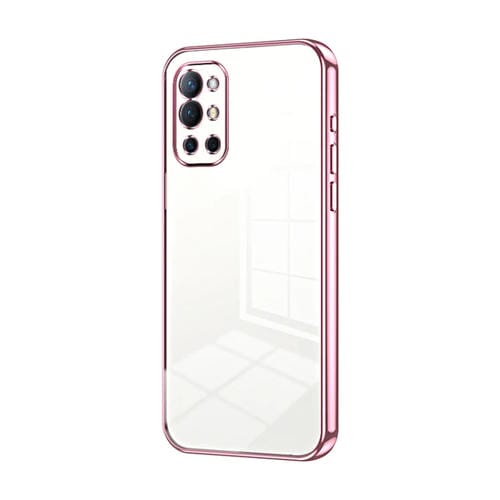 Funda para OnePlus 9R con Orificio Fino y Revestimiento Transparente (Rosa)
