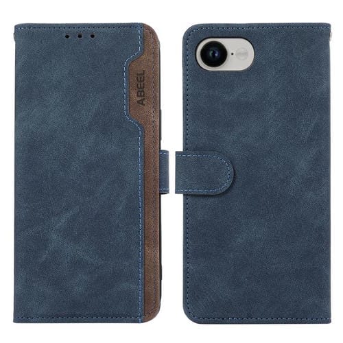 Funda de Cuero Abeel para iPhone 16E con Bloqueo Magnético Rfid (Azul-Marrón)