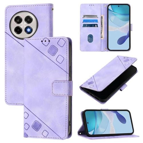 Funda de Cuero con Relieve para OnePlus 13R Ace 5 Pro 5G (Morado Claro)