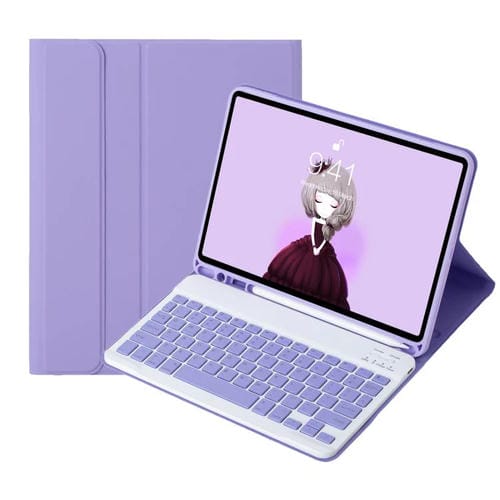 Funda para iPad Pro 11 2024 A13B Piel de Cordero con Teclado Táctil Bluetooth y Ranura Bolígrafo (Morado Lila)