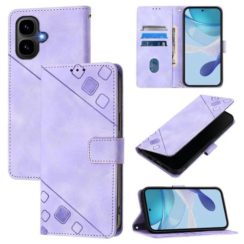 Funda de piel con relieve para Infinix Smart 10 4G / Tecno Pop 10 (morado claro)