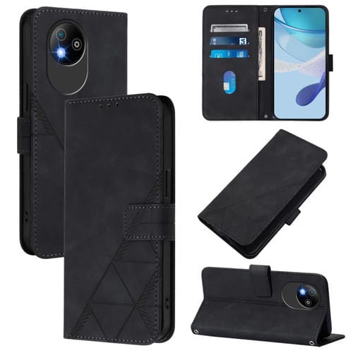 Funda de Cuero con Tapa y Relieve 3D para ZTE Blade A35 Lite/A35 Core (Negra)