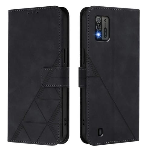 Funda de cuero con tapa y relieve 3D para ZTE Blade A52 Lite (negra)