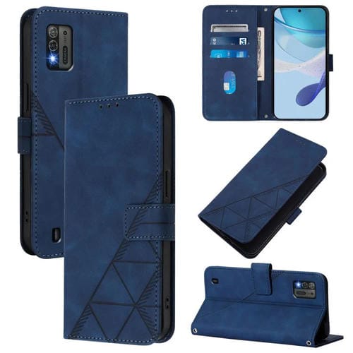 Funda de cuero con tapa y relieve 3D para ZTE Blade A52 Lite (azul)