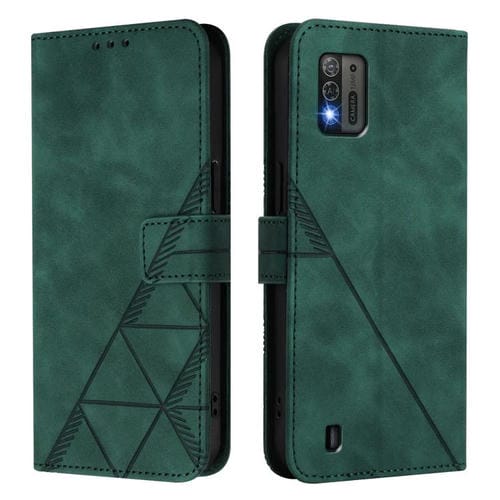 Funda de cuero con tapa y relieve 3D para ZTE Blade A52 Lite (Verde)